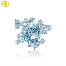 Natural Sky Blue Topaz Solid Silver Women's Brooch 6.6 Carats Crystal Oringinal Design Elegant Style Wedding Engagement Jewelry 2024 - buy cheap