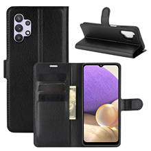 Funda A-32 para Samsung Galaxy A32 (5G), cubierta tipo billetera para tarjetas, estilo de libro, de cuero negro, 32A, Galaxy A32, SCG08, A326B, A326J, A326 2024 - compra barato