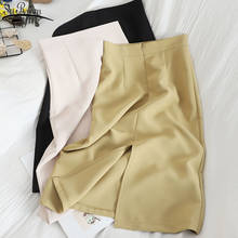 Women PU Leather Skirts High Waist Solid Straight Elegant Split Skirt Midi Leather Skirts for Women 2021 Summer Skirts 13555 2024 - buy cheap