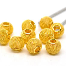 100Pcs Gold Color Round Alloy Mesh European Spacer Beads Fit Charm Bracelets Jewelry Making Findings 14x12mm 2024 - buy cheap