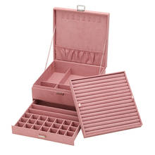 Moonlay caixa organizadora de joias 3 camadas, alta capacidade, armazenamento de anéis, brincos, com fechadura, melhor presente para mulheres e meninas 2024 - compre barato