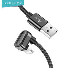 Нейлоновый USB-кабель KUULAA для iPhone, кабель для быстрой зарядки 11 XS Max XR X 8 7 6 Plus 6S 5 S Plus iPad mini 4, 180 градусов 2024 - купить недорого