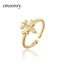 cmoonry Statement Gold Color Women Party Ring Unique Design Cute Plane Shape Jewelry Wholesale Hot Sale Femme Bijoux 2024 - buy cheap