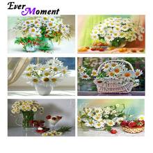 Ever moment pintura de diamantes acessórios diy cristal margarida flor branca arte de parede bordado de diamante completo broca moderna asf2213 2024 - compre barato