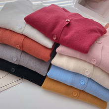 Вязаный свитер с V-образным вырезом, базовый свитер с длинными рукавами, куртка, женские кардиганы, Новинка осени 2021, корейский свитер, мягкий Повседневный Кардиган 2024 - купить недорого