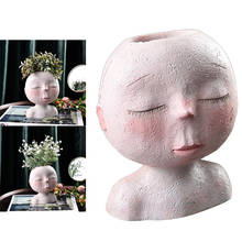 Girl's Face Sculpture Flower Planter Garden Plant Pot Art Decor Resin Flowerpot 2024 - buy cheap