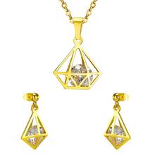 Luxukisskids-conjunto de joias douradas, aço inoxidável, zircônio, corrente livre, cristal dourado/aço, joias dubai 2024 - compre barato