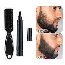 Barber beard caneta filler kit de escova de barba para homens à prova de suor barba contornada 2024 - compre barato