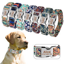 Collar de nailon personalizado para mascotas, ajustable, para perros, gatos, nombre grabado gratis, cachorros, medianos y grandes 2024 - compra barato