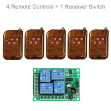 Switch com controle remoto universal qiachip, módulo de receptor e relé com 4 canais, 12v dc + transmissor rf 433 mhz, luzes remotas, 433 mhz 2024 - compre barato