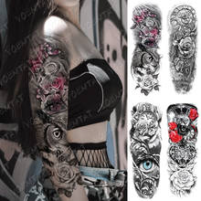 Large Arm Sleeve Tattoo Owl Rose key Eyes Waterproof Temporary Tatto Sticker Lion Tiger Clock Body Art Full Fake Tatoo Women Men 2024 - buy cheap