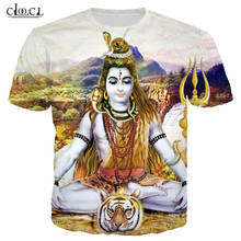 Camiseta da índia lord shiva, pulôveres, estampa 3d de hinduismo, moda urbana, de manga curta 2024 - compre barato