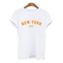 Новая женская летняя футболка простая белая футболка с короткими рукавами Нью-Йорк многоцветная Футболка с принтом, с надписью Harajuku футболка леди 2024 - купить недорого