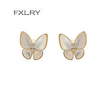 FXLRY Elegant luxury new fashion white pearl Mother Shell Pearl butterfly stud earring for women Party Fashion Jewelry 2024 - buy cheap