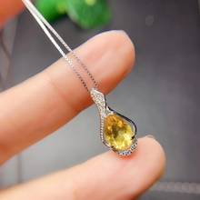 water drop style classic yellow citrine gemstone pendant for necklace ornament real 925 silver birthday anniversary gift hot 2024 - buy cheap