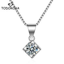 Todorova Korean Fashion Geometric Crystal Pendant Necklace for Women AAA Cubic Zircon Short Chocker Neck Jewelry Collier 2024 - buy cheap