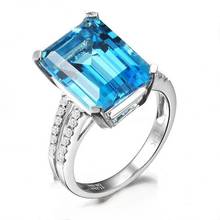 925 Sterling Silver Female Luxury Big Ring Finger Blue Crystal Stone Cxcellent Circle Ring for Women Girl Fashion Jewelry 2024 - buy cheap