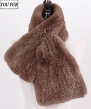 Luxury Lovely Girls Real Rex Rabbit Fur Scarves Women Winter Warm Rex Rabbit Fur Neckerchief Ladies Knit Real Genuine Fur Scarf 2024 - buy cheap
