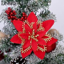 Leeiu Christmas Tree Decoration Glitter Artificial Christmas Flowers Xmas Decor For Home 2021 Christmas Ornaments New Year Gifts 2024 - buy cheap