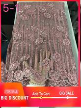 African style The latest Onion color net lace fabric design with stones for party wedding cloth 5 yards 2024 - buy cheap