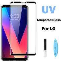 Transparente claro uv líquido cola completa vidro temperado para lg v30 v40 v50 g7 g8 thinq telefone protetor de tela película protetora 2024 - compre barato