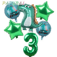 Globo de fiesta de dinosaurios para niños, decoración para fiesta de cumpleaños, suministros de jungla, 1, 2, 3, 4, 5, 6, 7, 8, 9 años, 7 unids/lote 2024 - compra barato