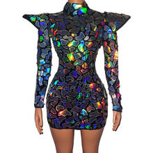 Shining Mirrors Multi-color Sequins Stertch dress Sexy women stage Outfit Nightclub Bar Singer Birthday Celebrate Dress DN7411 2024 - buy cheap