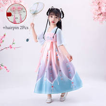 Vestido tradicional de dança de palco hanfu, vestido de menina bebê, fantasia chinesa para meninas pequenas, estilo chinês oriental 2024 - compre barato