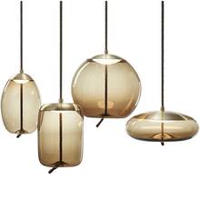 Lámpara colgante de cristal con cuerda de lino para decoración de sala de estar y dormitorio, luces circulares elípticas de diseño minimalista 2024 - compra barato