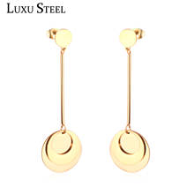 LUXUSTEEL Round Shape Drop Earrings Stainless Steel Gold/Silver Color Dangle Jewelry Women Fashion Accessories Wholesale Party 2024 - buy cheap