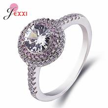 Big Round Cubic Zirconia Paved In Middle Rings For Women Girls Luxury 925 Sterling Silver Fashion Finger Rings For Birthday 2024 - buy cheap
