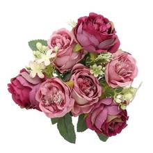 Искусственные цветы розы, 7 цветов, свадебный букет, шелковые розы, цветы для домашвечерние, искусственные цветы на Рождество 2024 - купить недорого