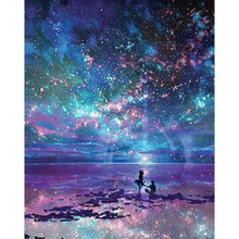 Pintura de diamante 5D DIY, mosaico de diamantes cuadrados y redondos, imagen de cielo nocturno estrellado, Kit de punto de cruz, regalo de decoración FH948 2024 - compra barato