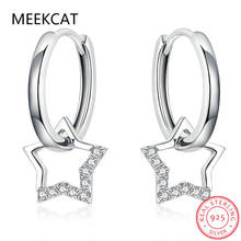 Statement Wedding Jewelry Clear CZ Earrings with Star Charm Women Genuine 925 Sterling Silver Fine Jewelry BSE276 2024 - buy cheap