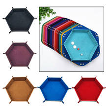 Foldable Dice Tray Box PU Leather Velvet Folding Hexagon Dice Game Tray Dice Game - 5 Colors 2024 - buy cheap