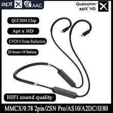 Apt-x hd, para mmcx se215 0.78 qdc zsn pro as10 a2dc ie80 ie80s fones de ouvido, bluetooth, cabo de atualização para chip qualcomm qcc3034 2024 - compre barato