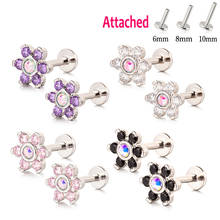 1PC Flower Labret Stud Lip Ring Piercing Bar Monroe Zircon Tragus Ear Cartilage Rings Stainles Steel Women Body Jewelry Gift 16g 2024 - buy cheap