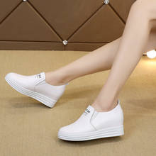 Women Loafers Flat Platform Shoes Increasing Slip on Shoes Woman Black Loafer Pu Leather Casual Shoes White zapatos mujer N7249G 2024 - buy cheap