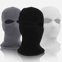 Unisex 2-Hole Knitted Ski Mask Balaclava Hat Winter Solid Color Full Face Cover Neck Gaiter Outdoor Windproof Beanie Cap 2024 - buy cheap