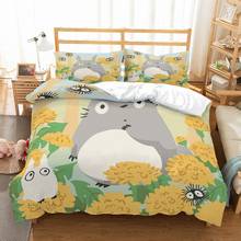 2/3 Piece Flower Microfiber Bed Linen Set Boys Home Bedding Cat Totoro Anime Bedding Set Bed Cover Pillowcase Single Double Full 2024 - buy cheap