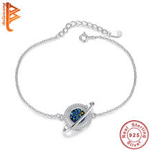 Luxury New 925 Sterling Silver Planet Bracelet Blue Resin Friendship Bracelet for Women Ladies Party Halloween Day Jewelry Gift 2024 - buy cheap