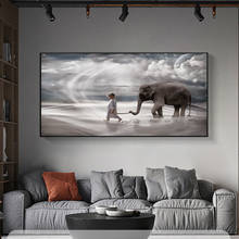 Girl with Elephant Art Canvas Painting Wall Art Posters and Prints Desert Landscape Decorative Picture for Living Room Decor 2024 - buy cheap