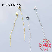 PONYKISS Romantic S925 Sterling Silver Heart Tassel Dangle Drop Earrings Women Party Delicate Elegant Accessory Girl Lovely Gift 2024 - buy cheap