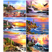 HUACAN 5D Diamond Painting Full Square Lighthouse New Arrivals Embroidery Landscape Mosaic Home Decoration Sale Handmade Gift 2024 - buy cheap