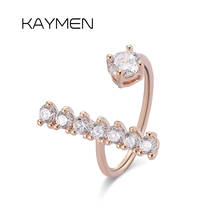 Kaymen Позолоченные T-образные кубические циркониевые регулируемые манжеты кольца для женщин и девушек, свадебные кольца, обручальные кольца 00292 2024 - купить недорого