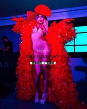 Valentine's Day red big cloak for show costumes  Party girl gogo nightclub bar stage dance costume customized clothing 2024 - buy cheap