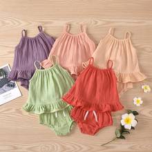 0-24M New Newborn Infant Baby Girls Boys Clothes Sets Solid Sleeveless Vest Tops+Shorts 5 Colors  Fashion Summer Outfits 2024 - buy cheap