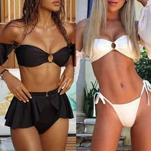 Sexy Women Bandage Push-up Padded Solid Beach Bikini Set Swimwear Swimsuit Bathing Suit 2024 - buy cheap