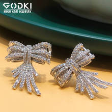 GODKI Lovely Bowknots Earrings For Women Wedding Cubic Zirconia Dubai Bridal Earrings Costume Jewelry 2020 Summer Party 2024 - buy cheap