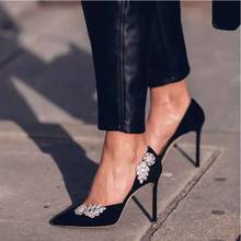 Crystal Thin High Heel Pumps Sexy Pointed Toe Women Wedding Dress Shoes Spring Autumn High Heel Shoes Cover Heel Slip On 2024 - buy cheap